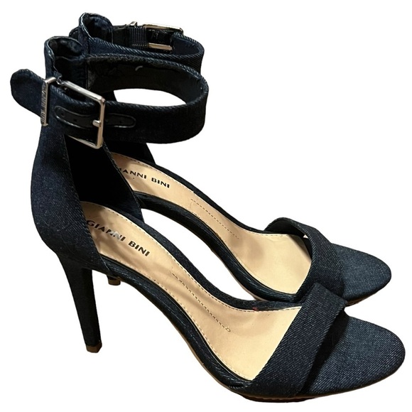 Gianni Bini denim ankle strap high heel shoes - Picture 1 of 7